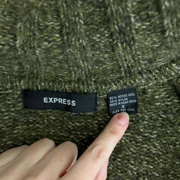 Olive green Express wool cardigan #grungevibes - Picture 7 of 8